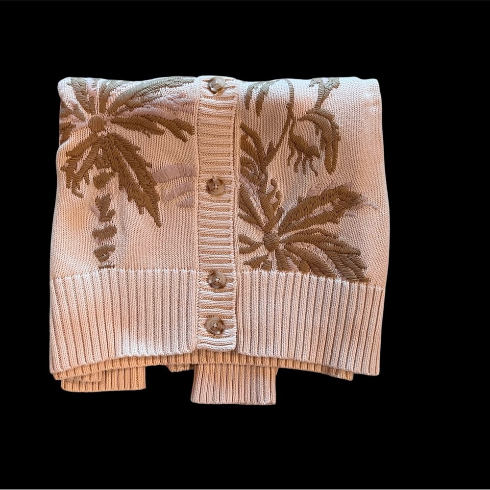 Spartina 449 Marlena Embroidered Cardigan Alabaster Palms - Picture 8 of 9